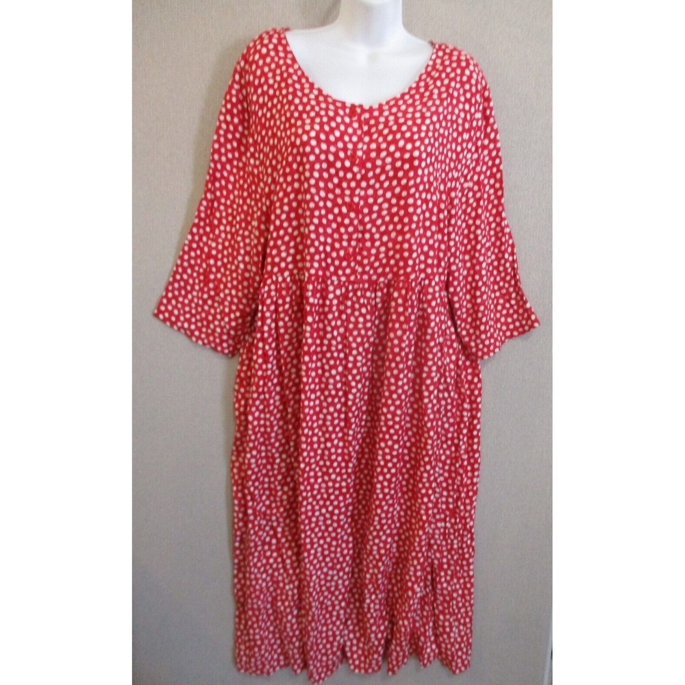 Vintage MG (Maygene) Red Polkadot Dress Size 16W With Pockets Made in USA